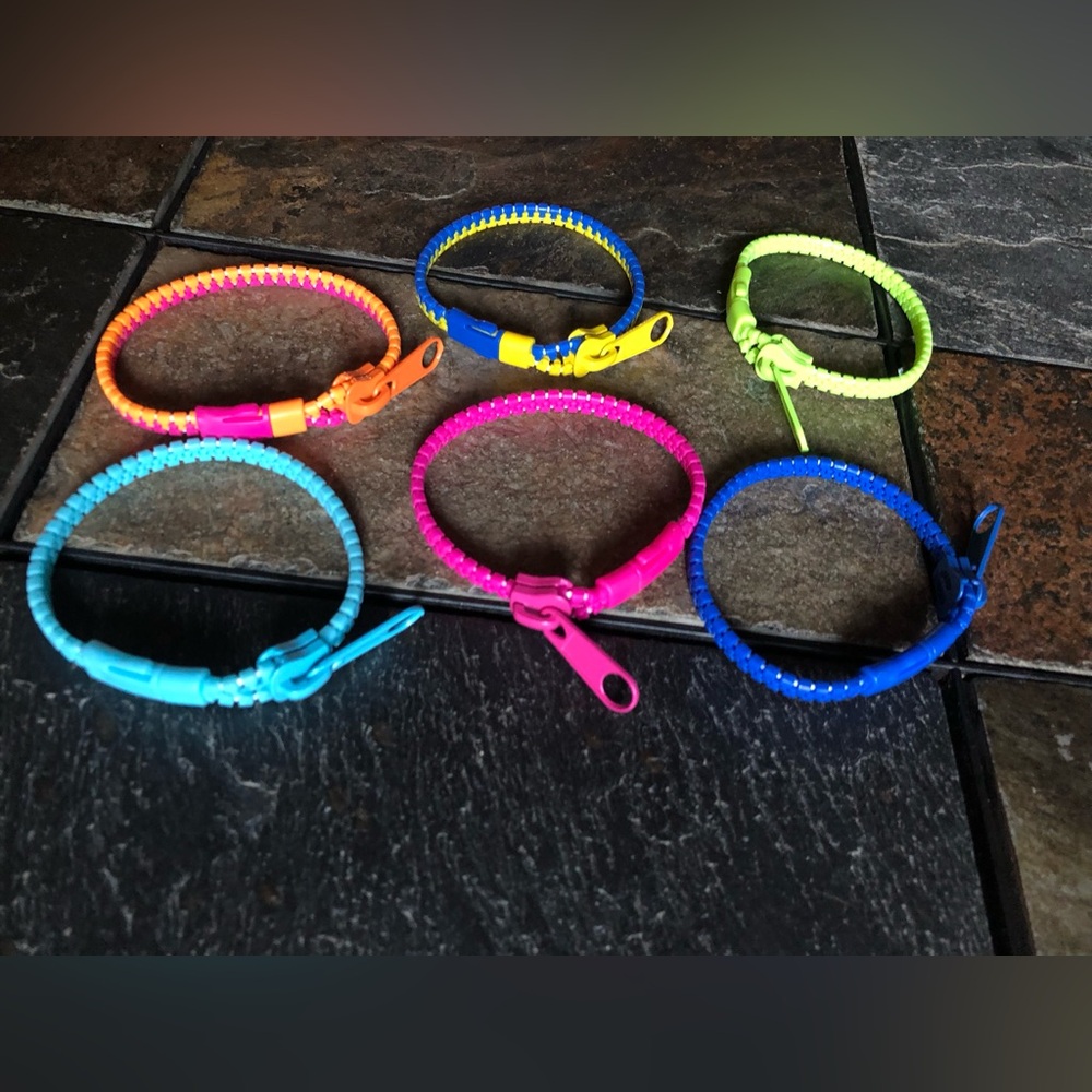 Six Plastic Zipper Fidget Bracelets